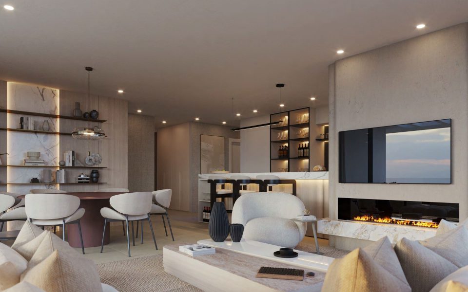 Appartements sur les hauteurs d'Estepona render salon